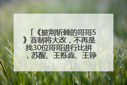 《披荆斩棘的哥哥5》赛制将大改，不再是找30位哥哥进行比拼，苏醒、王栎鑫、王铮亮、张远等多名男团选手被曝将参加