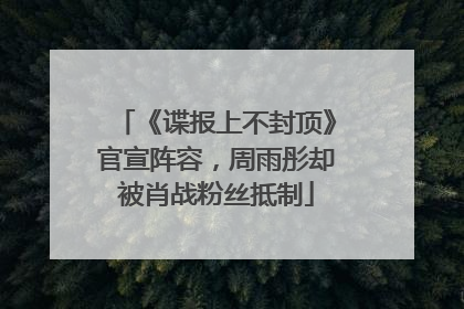 《谍报上不封顶》官宣阵容，周雨彤却被肖战粉丝抵制