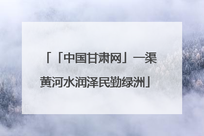 「中国甘肃网」一渠黄河水润泽民勤绿洲