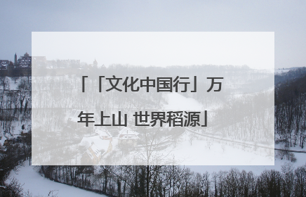 「文化中国行」万年上山 世界稻源