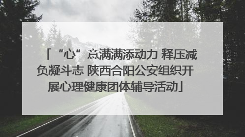 “心”意满满添动力 释压减负凝斗志 陕西合阳公安组织开展心理健康团体辅导活动
