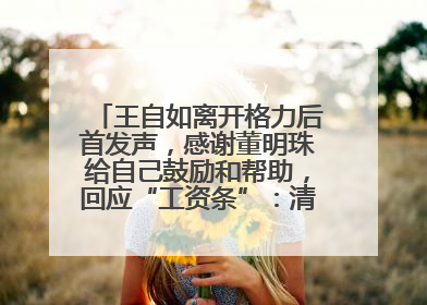王自如离开格力后首发声，感谢董明珠给自己鼓励和帮助，回应“工资条”：清楚自己要什么，工资条不重要