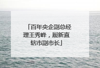 百年央企副总经理王秀峰，履新直辖市副市长