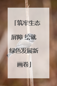 筑牢生态屏障 绘就绿色发展新画卷