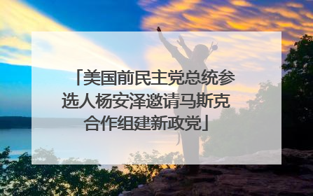 美国前民主党总统参选人杨安泽邀请马斯克合作组建新政党