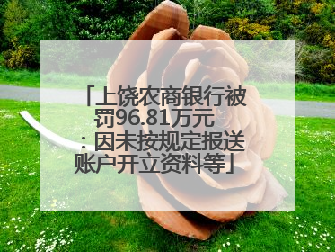 上饶农商银行被罚96.81万元：因未按规定报送账户开立资料等