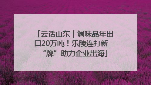云话山东｜调味品年出口20万吨！乐陵连打新“牌”助力企业出海
