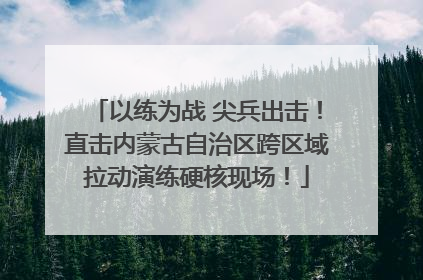 以练为战 尖兵出击！直击内蒙古自治区跨区域拉动演练硬核现场！