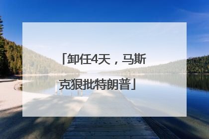 卸任4天，马斯克狠批特朗普