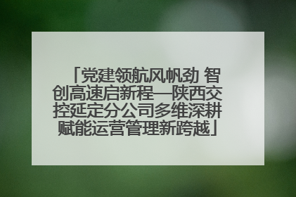 党建领航风帆劲 智创高速启新程—陕西交控延定分公司多维深耕赋能运营管理新跨越