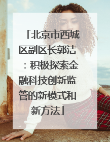北京市西城区副区长郭洁:积极探索金融科技创新监管的新模式和新方法