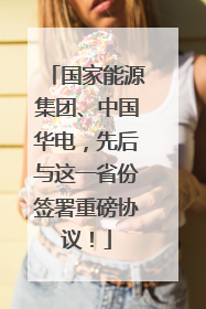 国家能源集团、中国华电，先后与这一省份签署重磅协议！