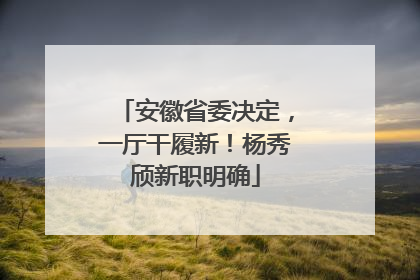 安徽省委决定，一厅干履新！杨秀颀新职明确