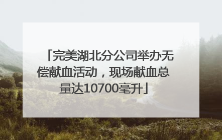 完美湖北分公司举办无偿献血活动，现场献血总量达10700毫升