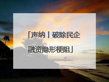 声纳丨破除民企融资隐形梗阻