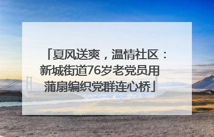 夏风送爽，温情社区：新城街道76岁老党员用蒲扇编织党群连心桥