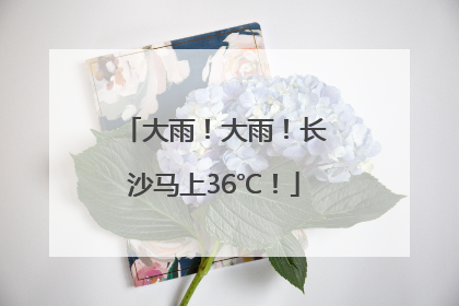 大雨！大雨！长沙马上36℃！