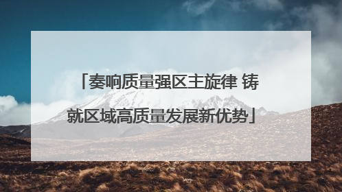 奏响质量强区主旋律 铸就区域高质量发展新优势