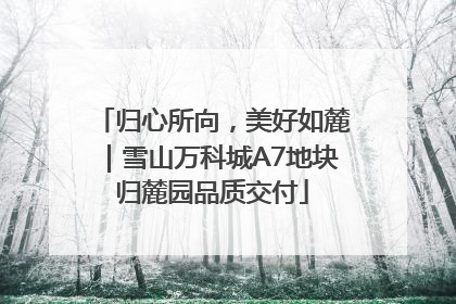 归心所向，美好如麓｜雪山万科城A7地块归麓园品质交付