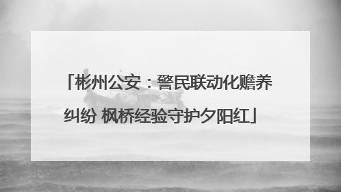 彬州公安：警民联动化赡养纠纷 枫桥经验守护夕阳红