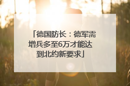 德国防长：德军需增兵多至6万才能达到北约新要求