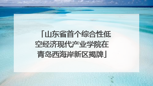 山东省首个综合性低空经济现代产业学院在青岛西海岸新区揭牌