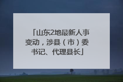 山东2地最新人事变动，涉县（市）委书记、代理县长