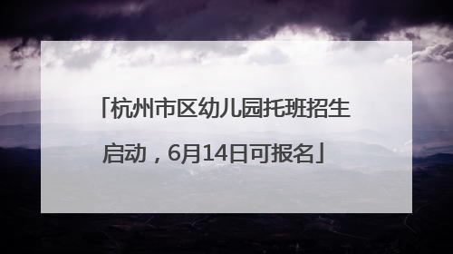 杭州市区幼儿园托班招生启动，6月14日可报名