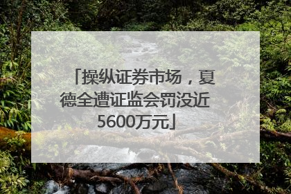 操纵证券市场，夏德全遭证监会罚没近5600万元