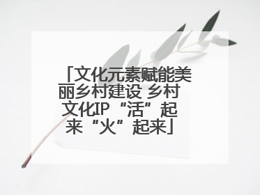 文化元素赋能美丽乡村建设 乡村文化IP“活”起来“火”起来