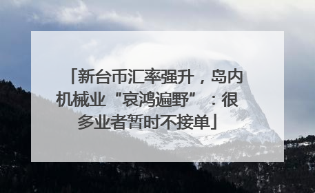 新台币汇率强升，岛内机械业“哀鸿遍野”：很多业者暂时不接单