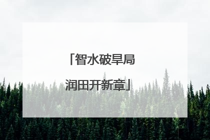 智水破旱局 润田开新章