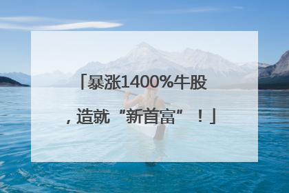 暴涨1400%牛股，造就“新首富”！