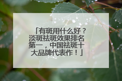 有斑用什么好？淡斑祛斑效果排名第一，中国祛斑十大品牌代表作！
