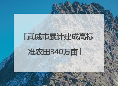 武威市累计建成高标准农田340万亩