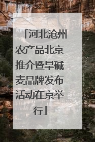河北沧州农产品北京推介暨旱碱麦品牌发布活动在京举行