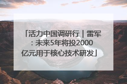 活力中国调研行｜雷军：未来5年将投2000亿元用于核心技术研发