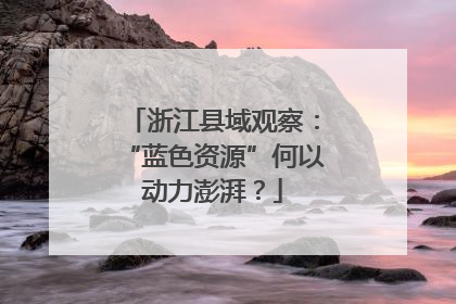 浙江县域观察：“蓝色资源”何以动力澎湃？