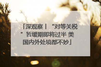 深观察丨“对等关税”暂缓期即将过半 美国内外处境都不妙