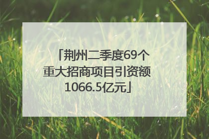 荆州二季度69个重大招商项目引资额1066.5亿元
