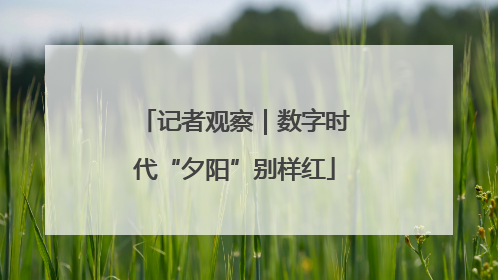 记者观察｜数字时代“夕阳”别样红