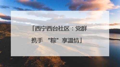 西宁西台社区：党群携手 “粽”享温情