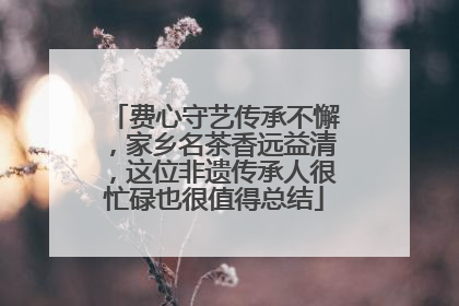 费心守艺传承不懈，家乡名茶香远益清，这位非遗传承人很忙碌也很值得总结