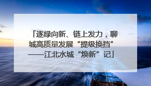 逐绿向新、链上发力，聊城高质量发展“提级换挡”——江北水城“焕新”记