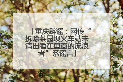 重庆辟谣：网传“拆除菜园坝火车站未清出睡在里面的流浪者”系谣言