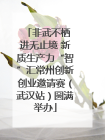 非武不栖 进无止境 新质生产力“智”汇常州创新创业邀请赛（武汉站）圆满举办