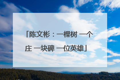 陈文彬：一棵树 一个庄 一块碑 一位英雄