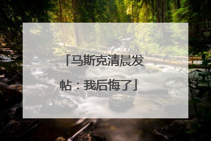 马斯克清晨发帖：我后悔了