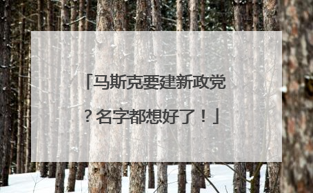 马斯克要建新政党？名字都想好了！