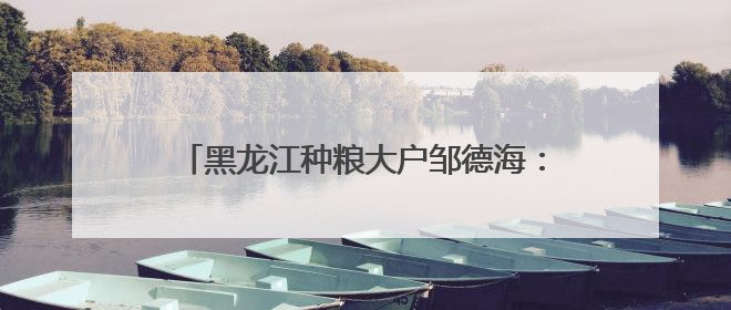 黑龙江种粮大户邹德海：保护“耕地中的大熊猫”黑土地，让增产可持续